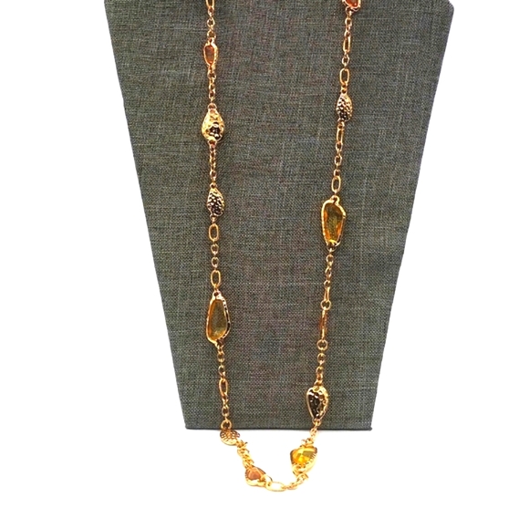 CHICO's Citrine Gemstone Statement Layered Convertible Necklace in Gold - Picture 5 of 6